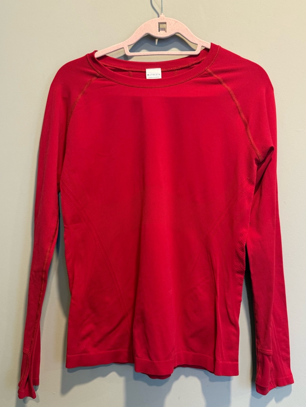 Athleta Red Long Sleeve Performance Tee